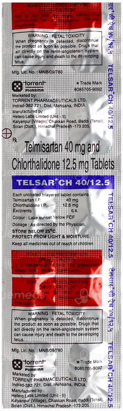Telsar Ch 40/12.5 Tablet 10 Telsar Ch 40/12.5 Tablet 10